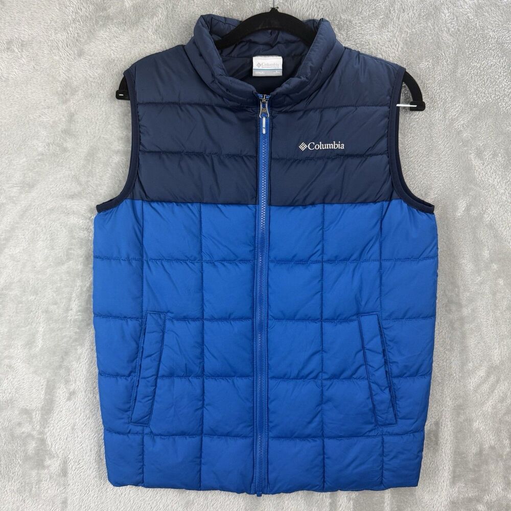 Columbia Omniheat Puffer Vest Youth Navy Blue Warm Boys Large 14/16
